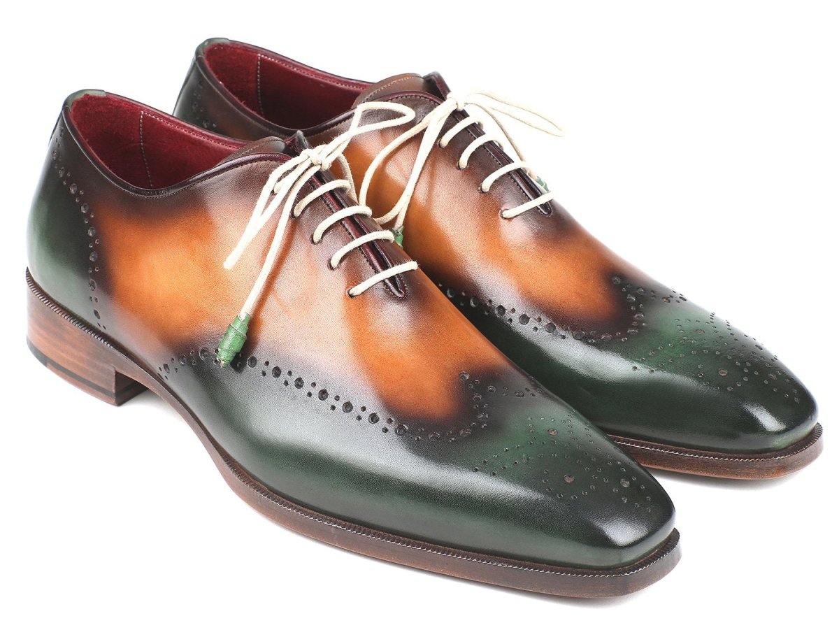 Paul Parkman Men's Wingtip Oxfords in Green and Camel