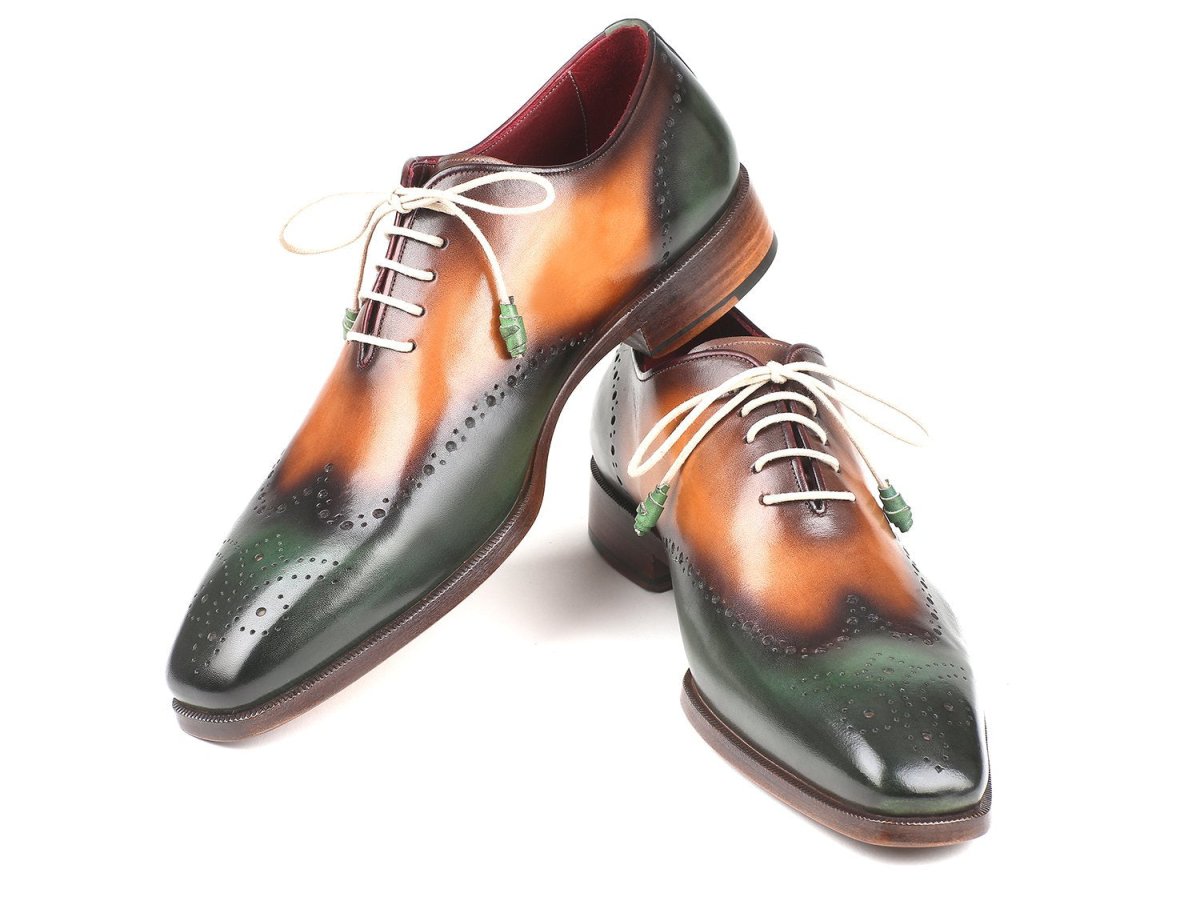 Paul Parkman Men's Wingtip Oxfords in Green and Camel