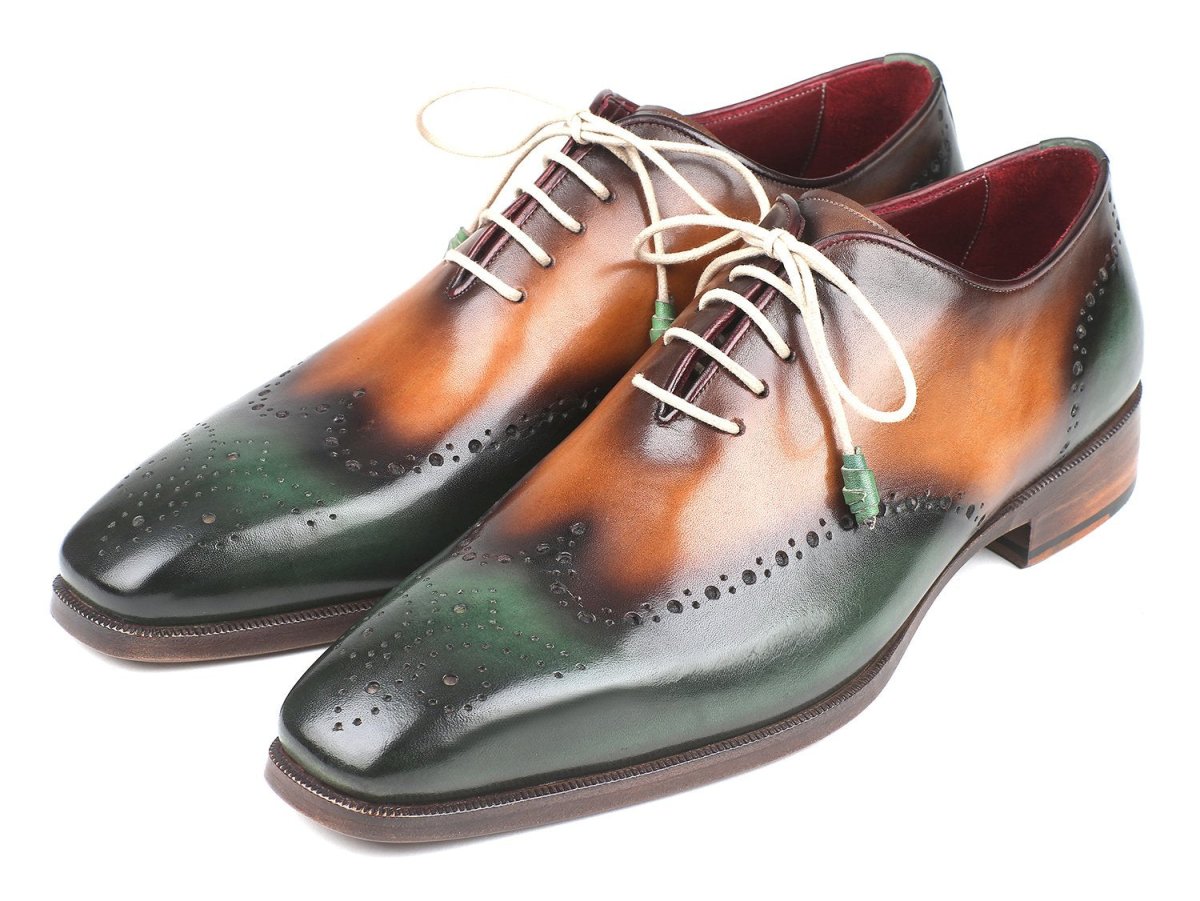 Paul Parkman Men's Wingtip Oxfords in Green and Camel