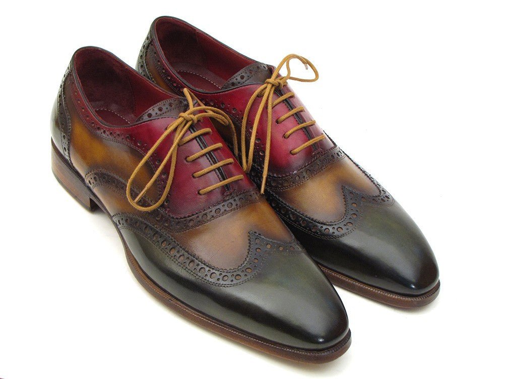 Paul Parkman Men's Wingtip Oxfords in Green, Camel and Bordeaux