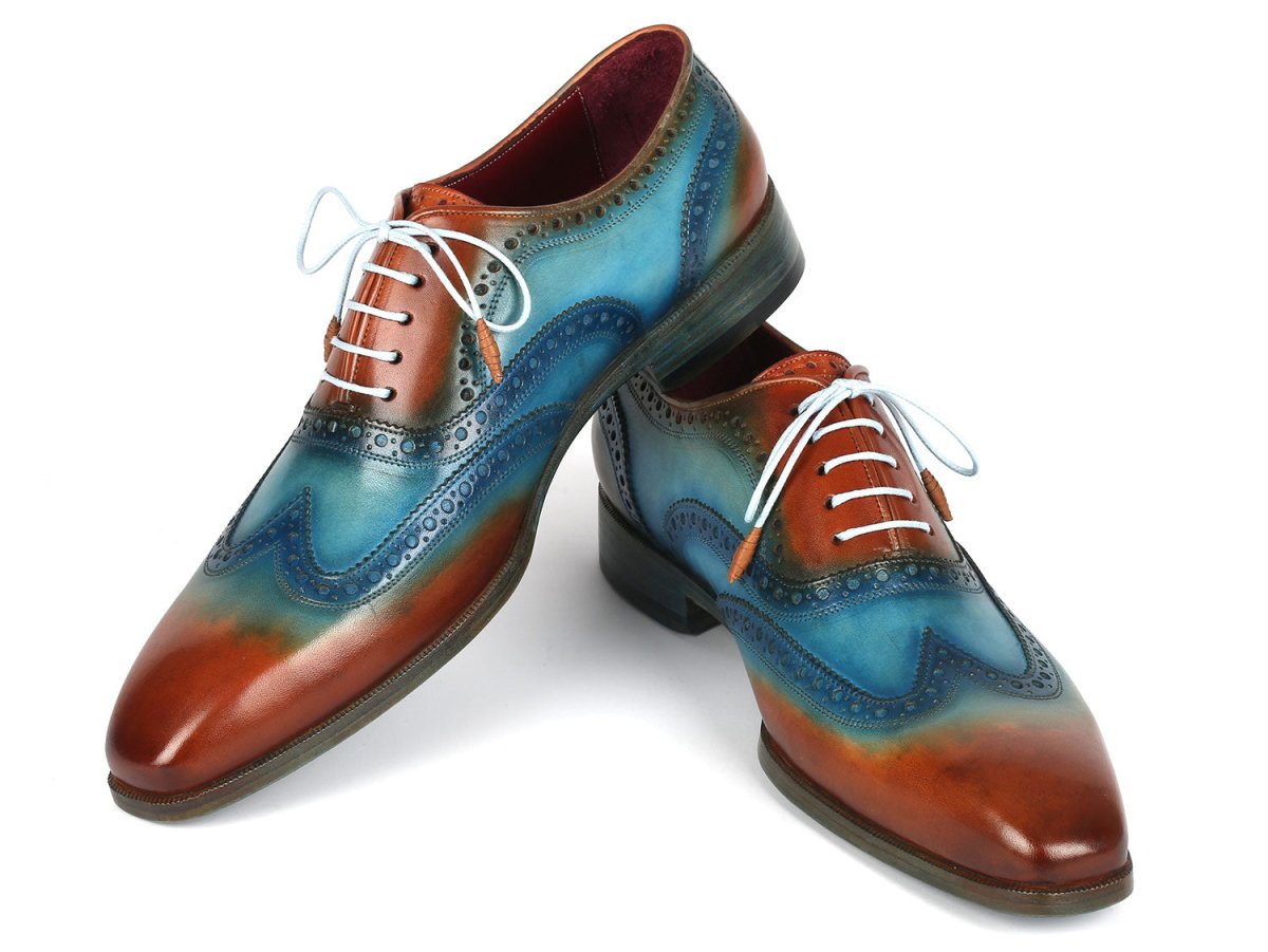Paul Parkman Men's Wingtip Oxfords Turquoise Tobacco