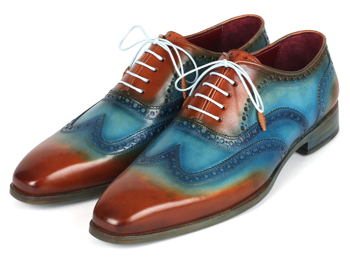 Paul Parkman Men's Wingtip Oxfords Turquoise Tobacco