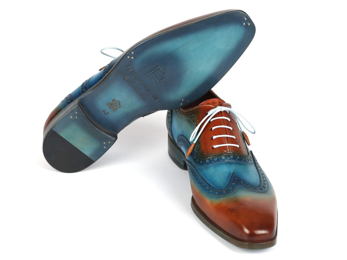 Paul Parkman Men's Wingtip Oxfords Turquoise Tobacco