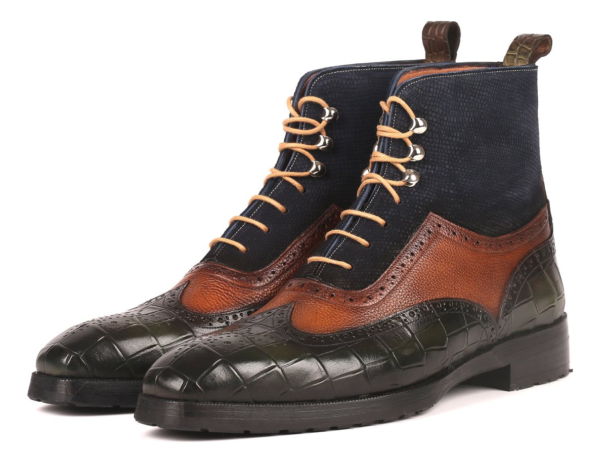 Paul Parkman Men's Wingtip Rubber Sole Boots in Three Tones