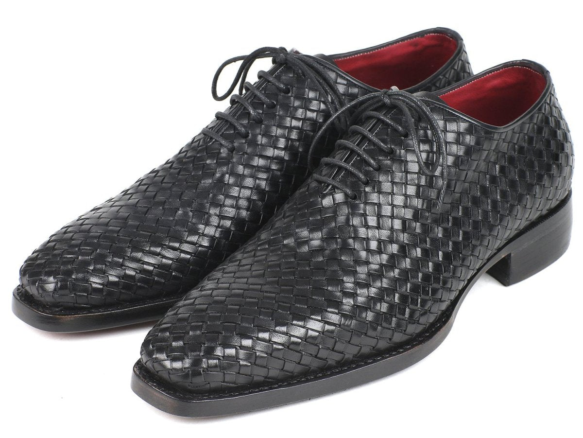 Paul Parkman Men's Woven Leather Oxfords in Black