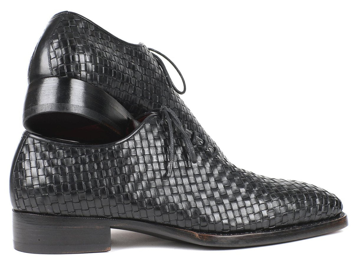 Paul Parkman Men's Woven Leather Oxfords in Black