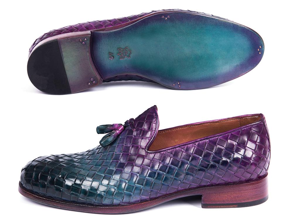 Paul Parkman Men's Woven Leather Tassel Loafers in Multicolor