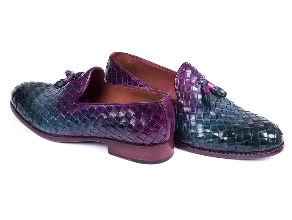 Paul Parkman Men's Woven Leather Tassel Loafers in Multicolor