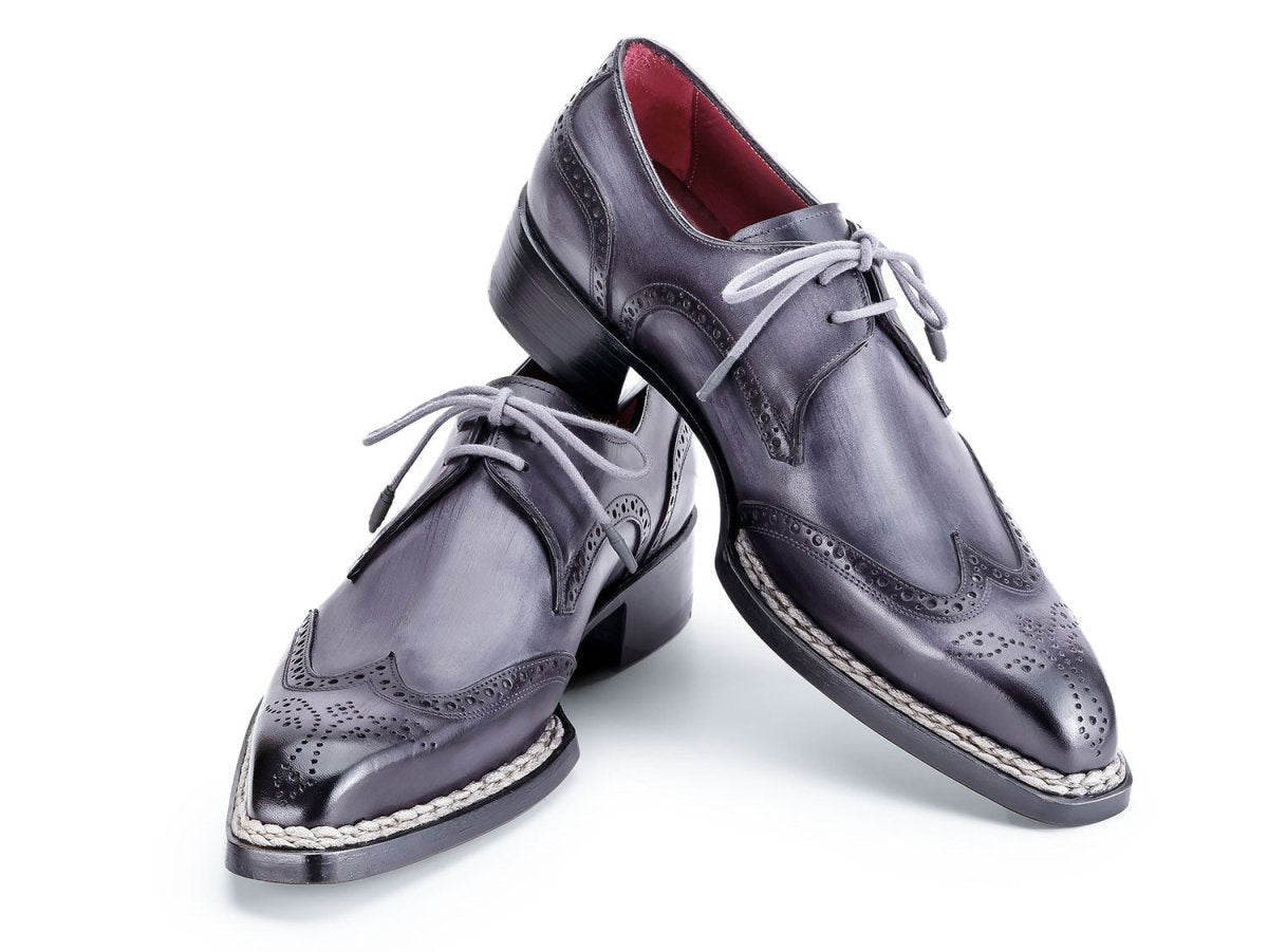 Paul Parkman Norwegian Welted Wingtip Derby Shoes Gray (ID8506 GRY)