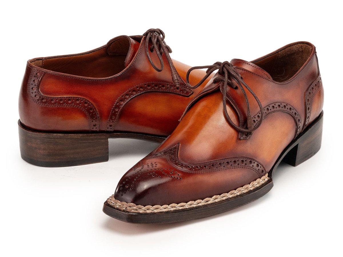 Paul Parkman Norwegian Welted Wingtip Derby Shoes in Brown