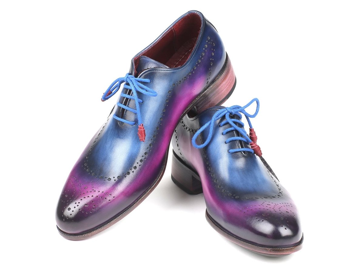 Paul Parkman Opanka Construction Blue and Purple Oxfords (ID726 - BLU - R)