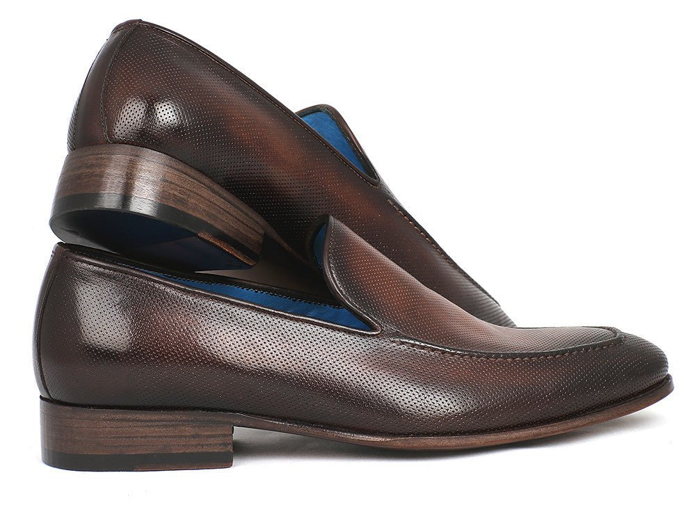 Paul Parkman Perforated Leather Loafers Brown (ID874 - BRW)