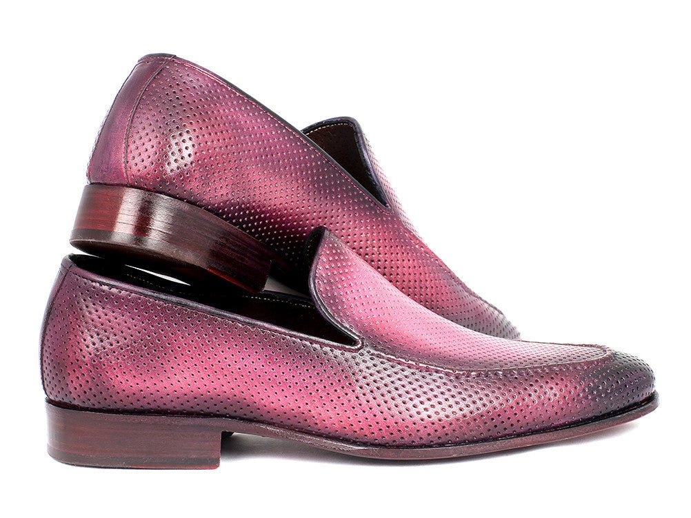 Paul Parkman Perforated Leather Loafers Purple (ID874 - RP)
