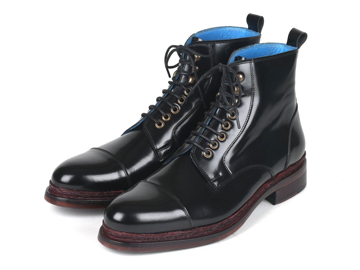 Paul Parkman Polished Leather Boots in Black