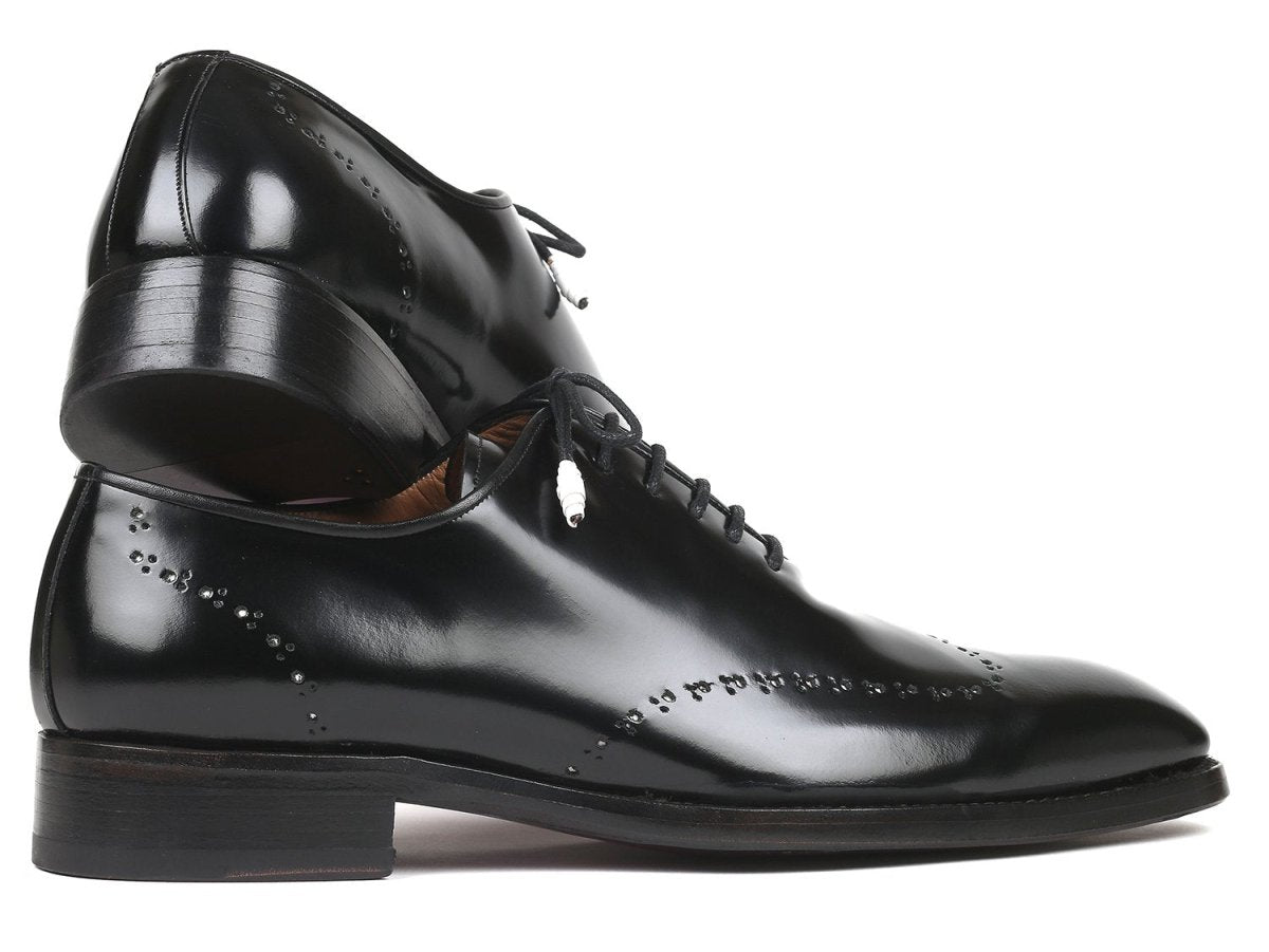 Paul Parkman Polished Leather Goodyear Welted Wingtip Oxfords in Black