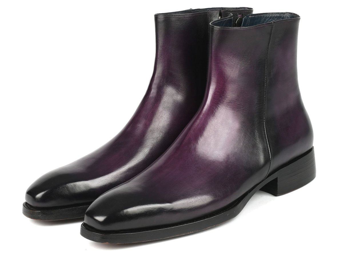 Paul Parkman Purple Burnished Side Zipper Boots Goodyear Welted (IDBT3955 PRP)