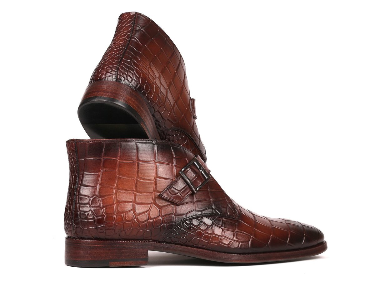 Paul Parkman Single Monk Strap Ankle Boots Brown (ID8638 BRW)