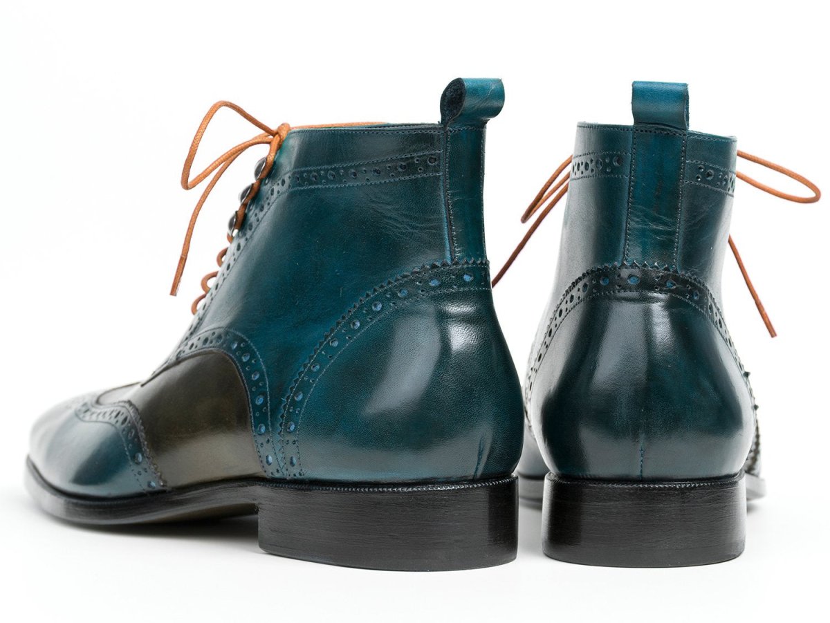 Paul Parkman Wingtip Ankle Boots Dual Tone Green and Blue (IDPT777GRN)