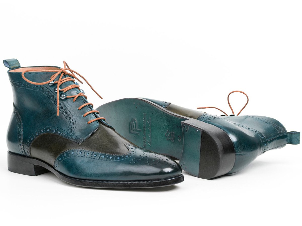 Paul Parkman Wingtip Ankle Boots Dual Tone Green and Blue (IDPT777GRN)