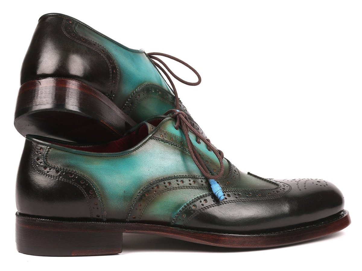 Paul Parkman Wingtip Oxfords Goodyear Welted in Brown and Green