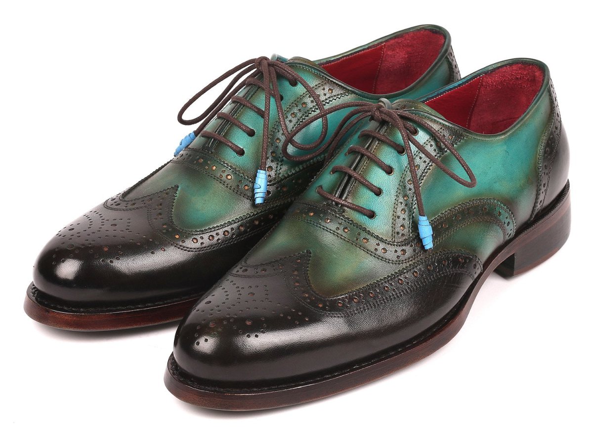 Paul Parkman Wingtip Oxfords Goodyear Welted in Brown and Green