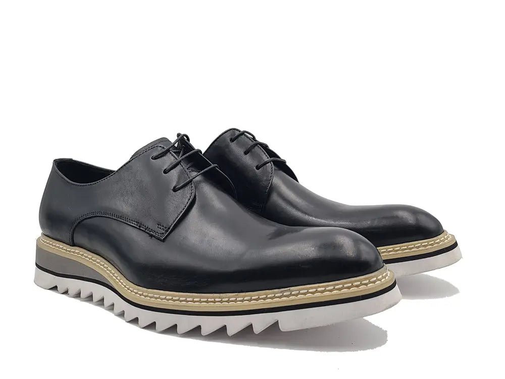 Carrucci Shoes Plain Toe Blucher Oxford Calfskin Leather Ks55204