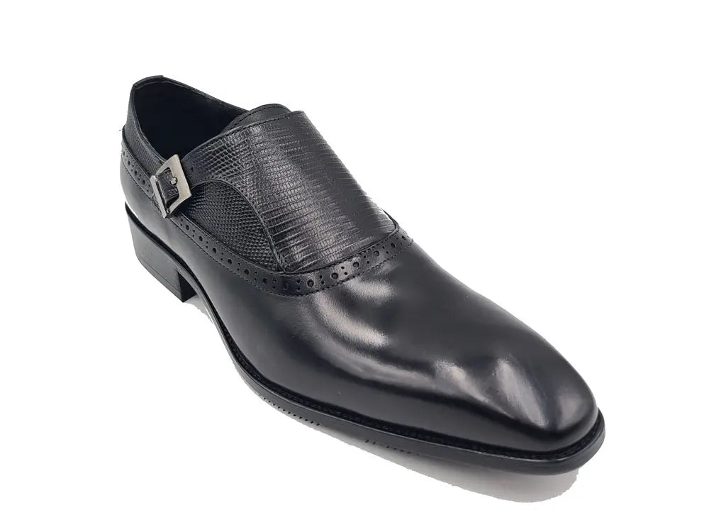 Carrucci Shoes Plain Toe Single Monk Loafer Calf Leather KS50305