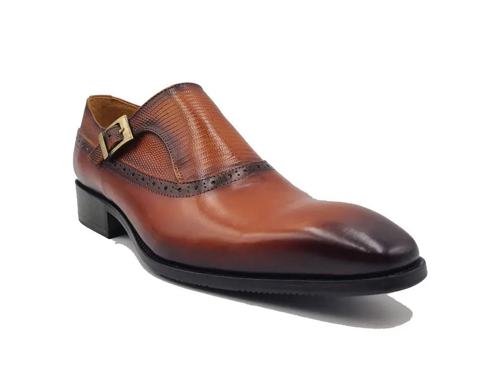 Carrucci Shoes Plain Toe Single Monk Loafer Calf Leather KS50305