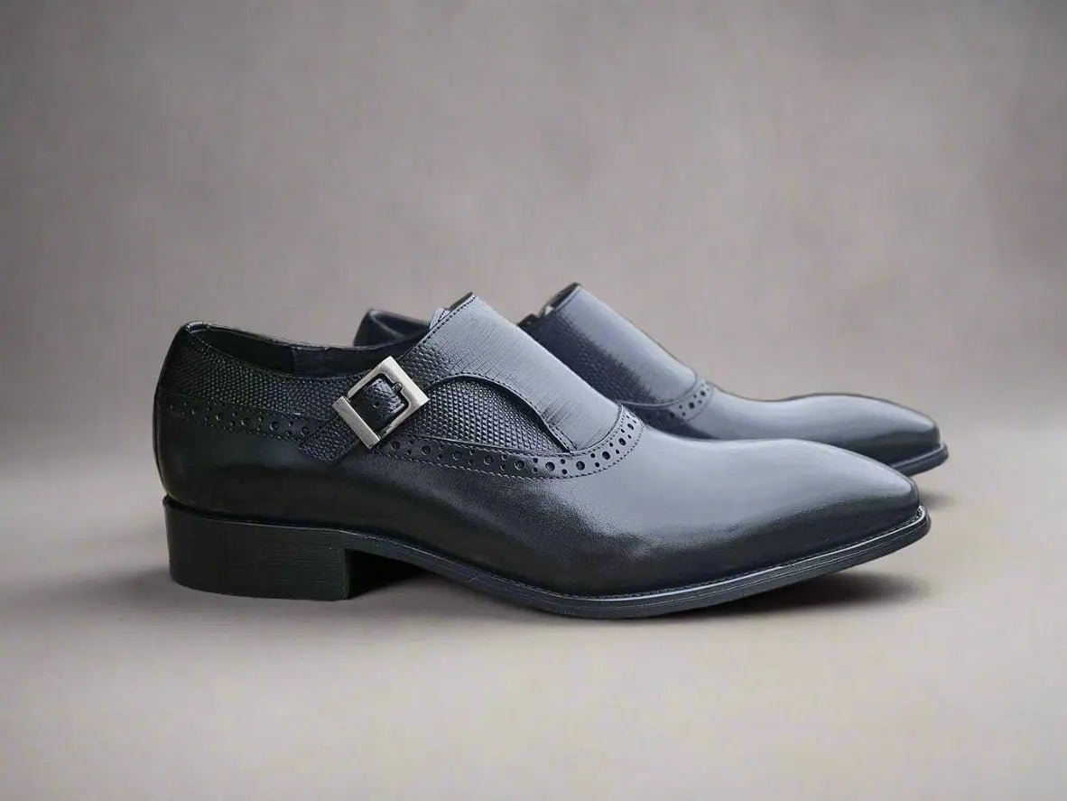 Carrucci Shoes Plain Toe Single Monk Loafer Calf Leather KS50305