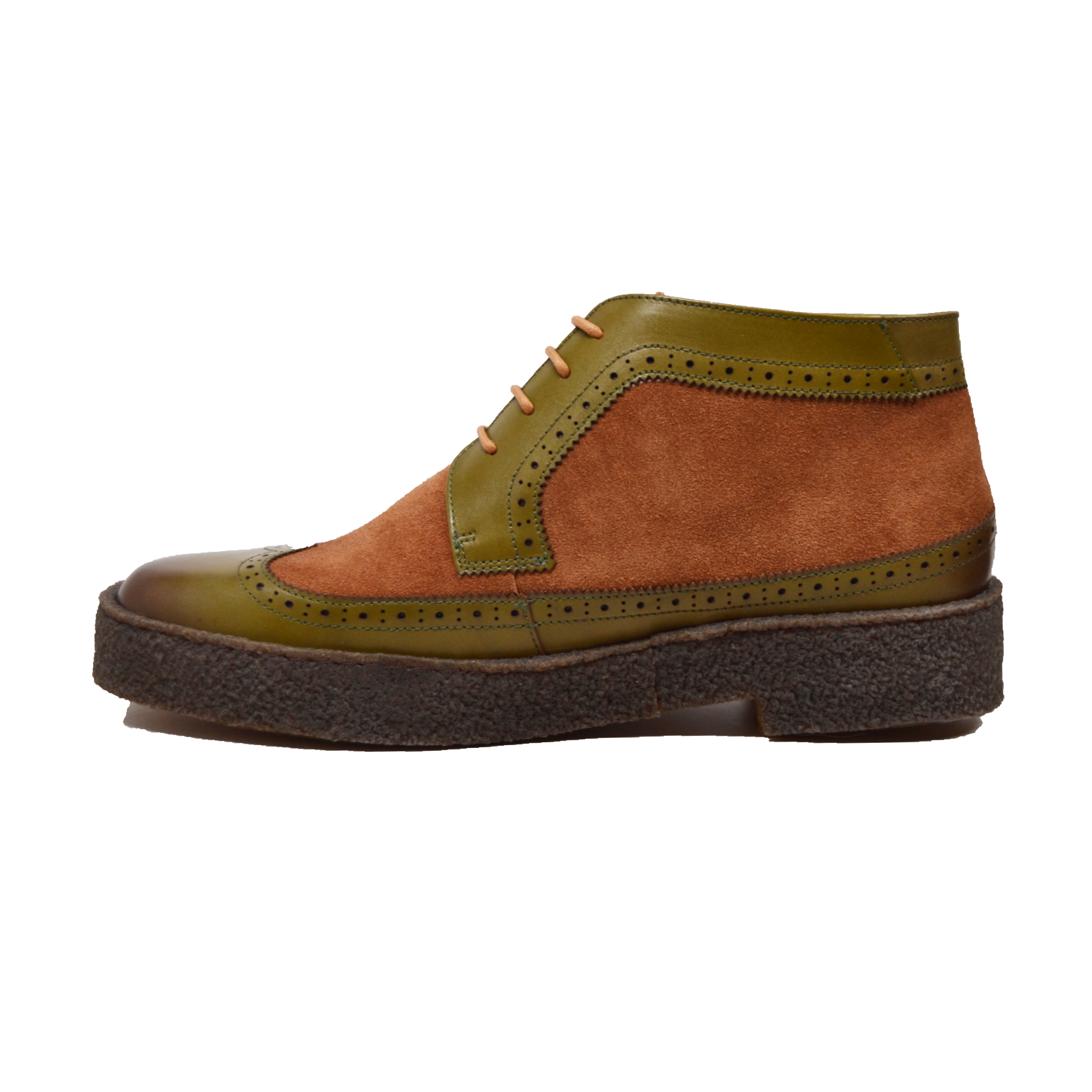 British Walkers Playboy Wingtip Men's Original Green Leather and Brown Suede Shoes