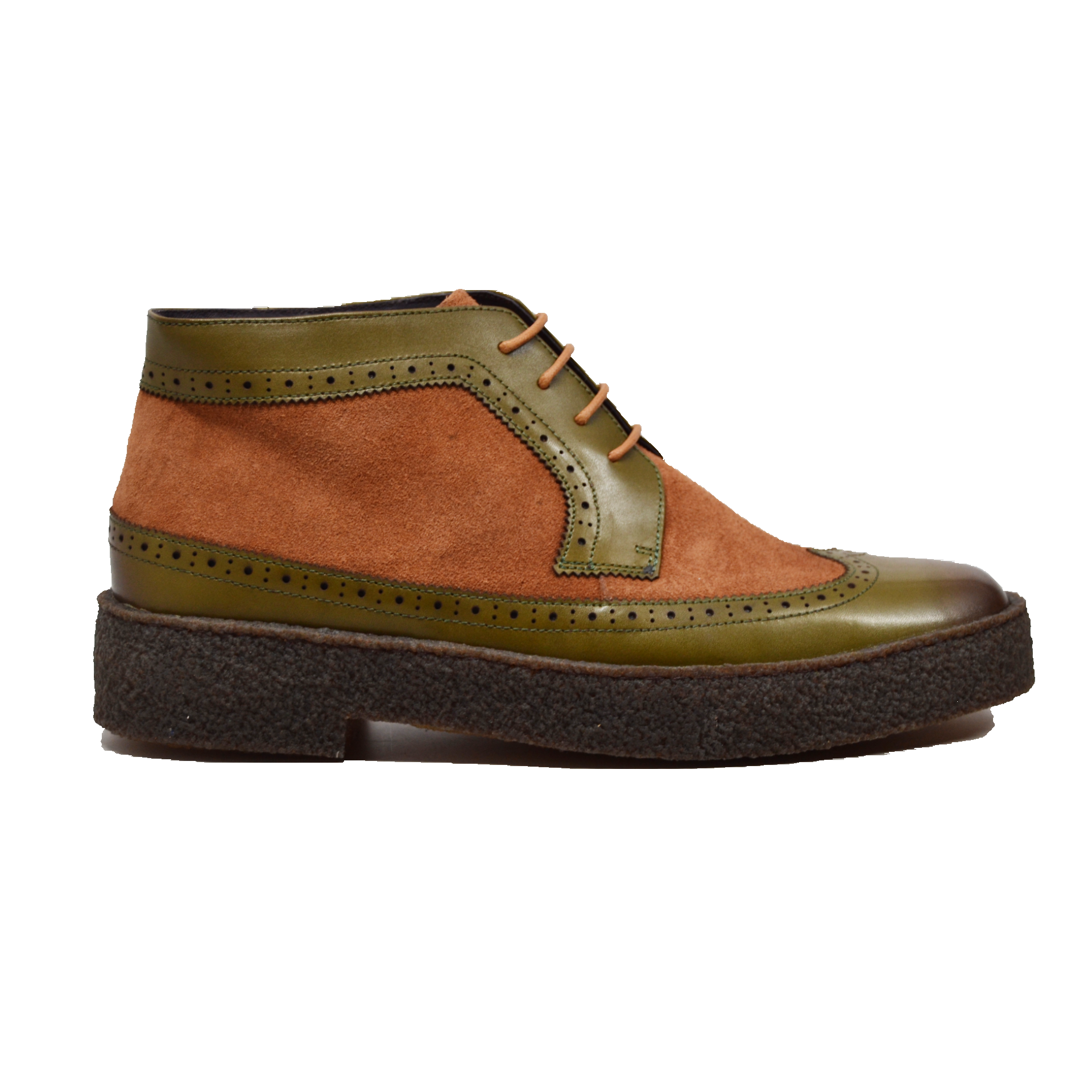 British Walkers Playboy Wingtip Men's Original Green Leather and Brown Suede Shoes