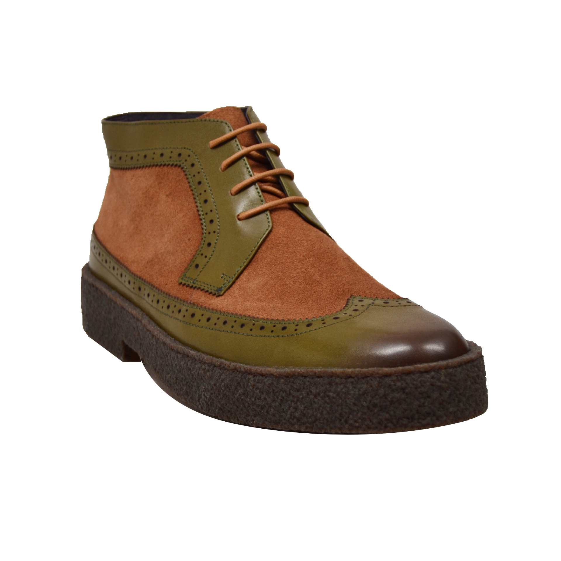 British Walkers Playboy Wingtip Men's Original Green Leather and Brown Suede Shoes