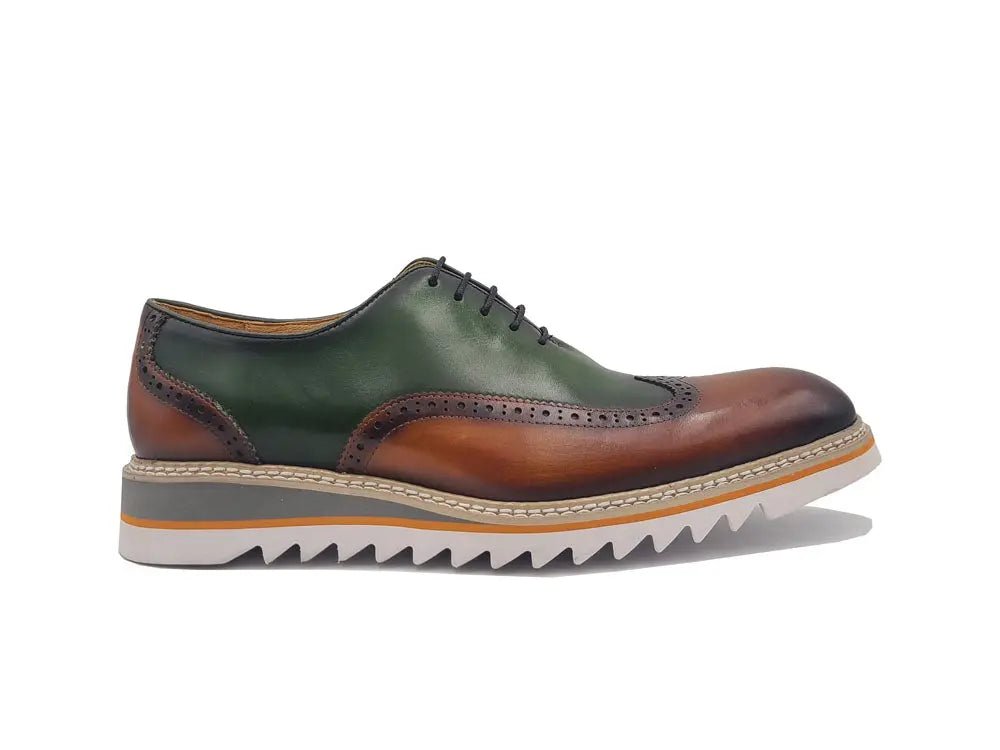 Carrucci Shoes Premium Patina Finish Two Tone Oxford Wingtip Ks55216t