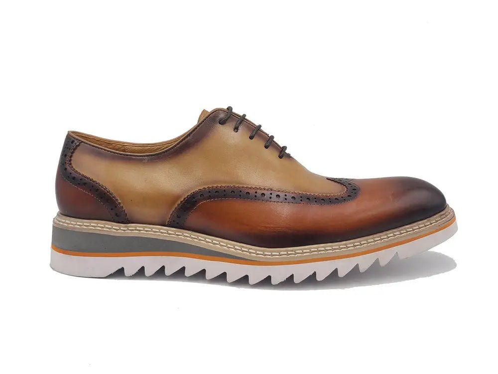Carrucci Shoes Premium Patina Finish Two Tone Oxford Wingtip Ks55216t