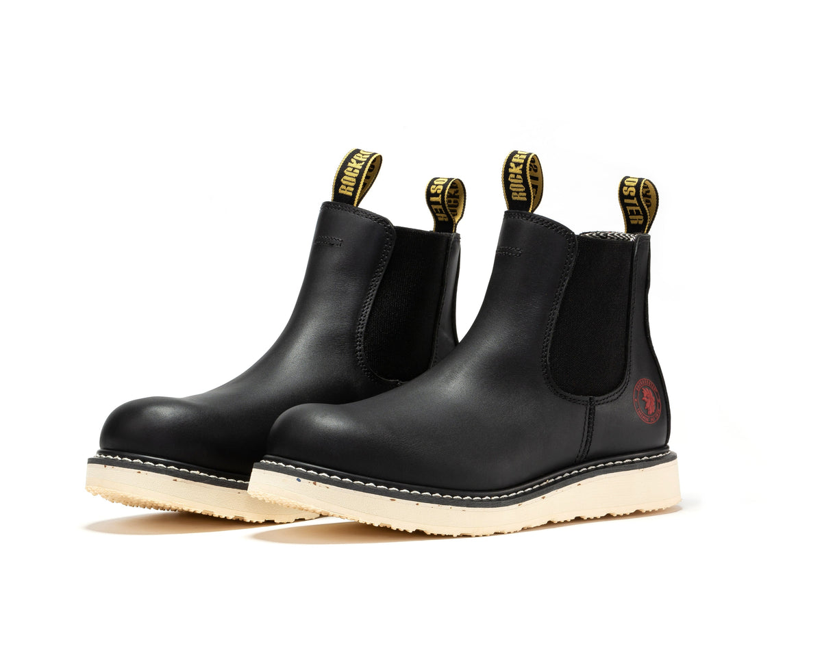 ROCKROOSTER Capitola Men's 6 inch Black Steel Toe Wedge Work Boots SAP101 – product view 7