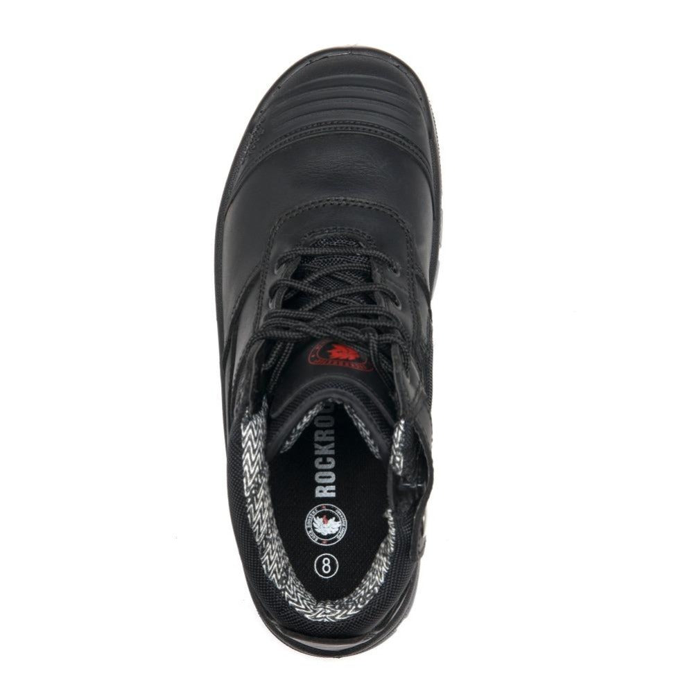 ROCKROOSTER Crisson Black 6 inch Zip sided Steel Toe Leather Work Boots AK050BK – side view