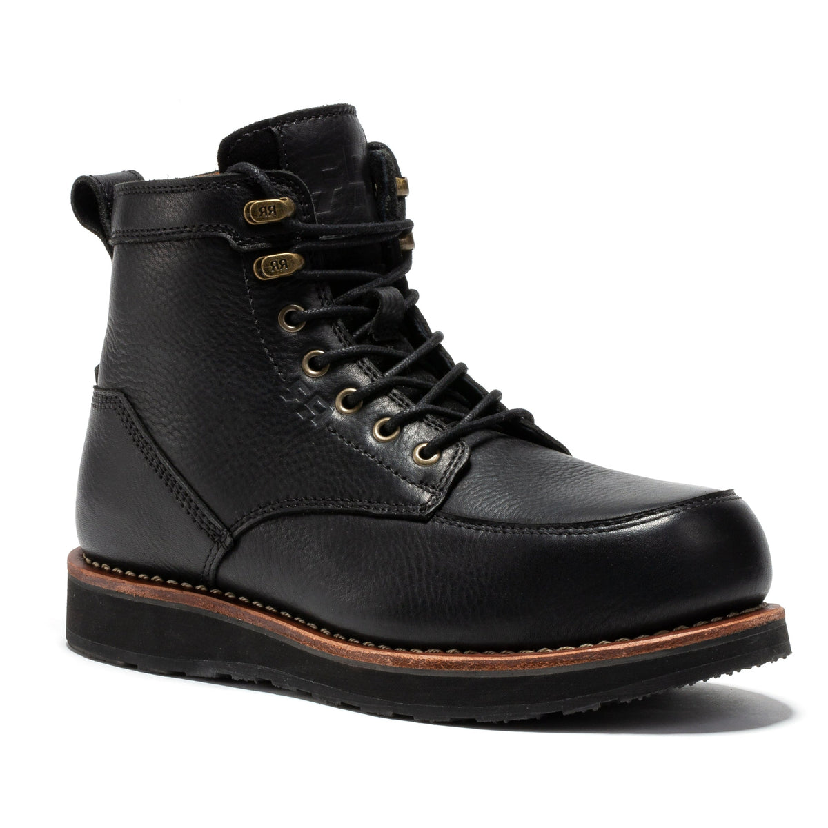 ROCKROOSTER Edgewood Men's 6 Inch Black Steel Toe Wedge Work Boots SAP610BK – product view 1