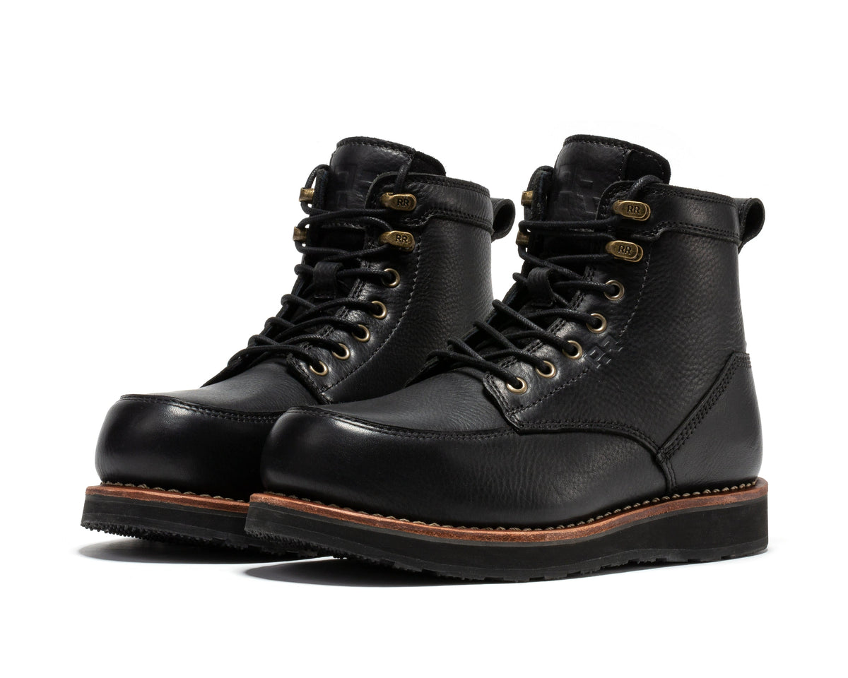 ROCKROOSTER Edgewood Men's 6 Inch Black Steel Toe Wedge Work Boots SAP610BK – product view 7