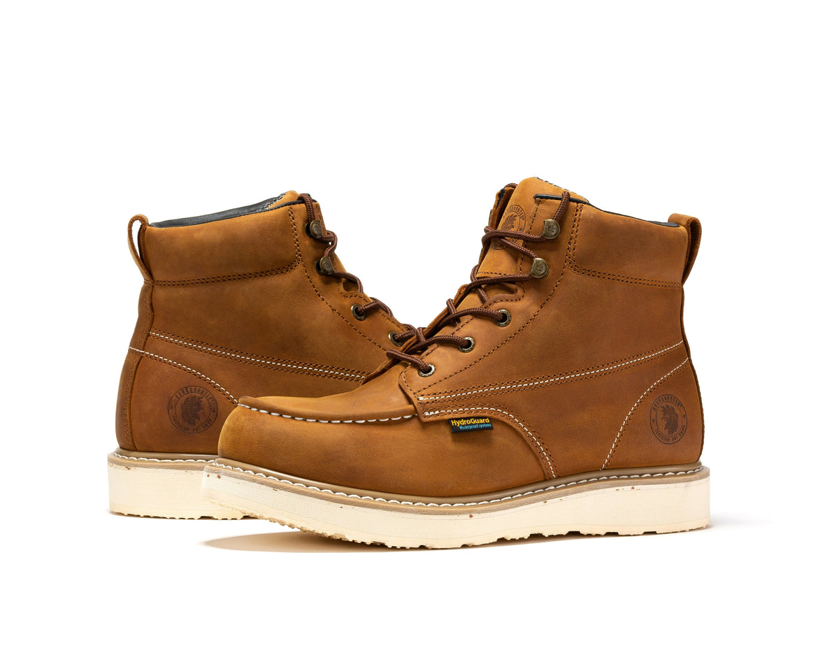 ROCKROOSTER Edgewood Men's 6 inch Brown steel toe waterproof wedge work boots SAP858 – product view 9