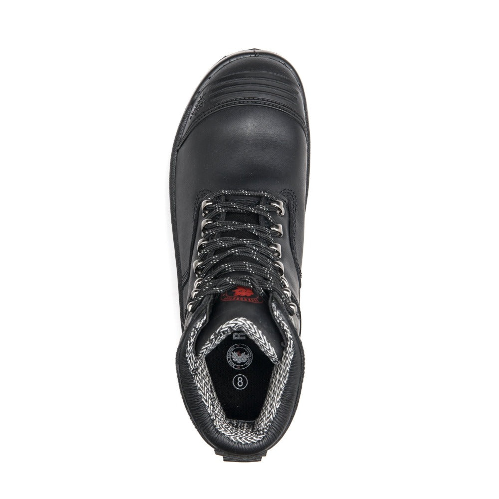 ROCKROOSTER Kensington Black 7 inch Zip-sided Steel Toe Leather Work Boots AK245Z – side view