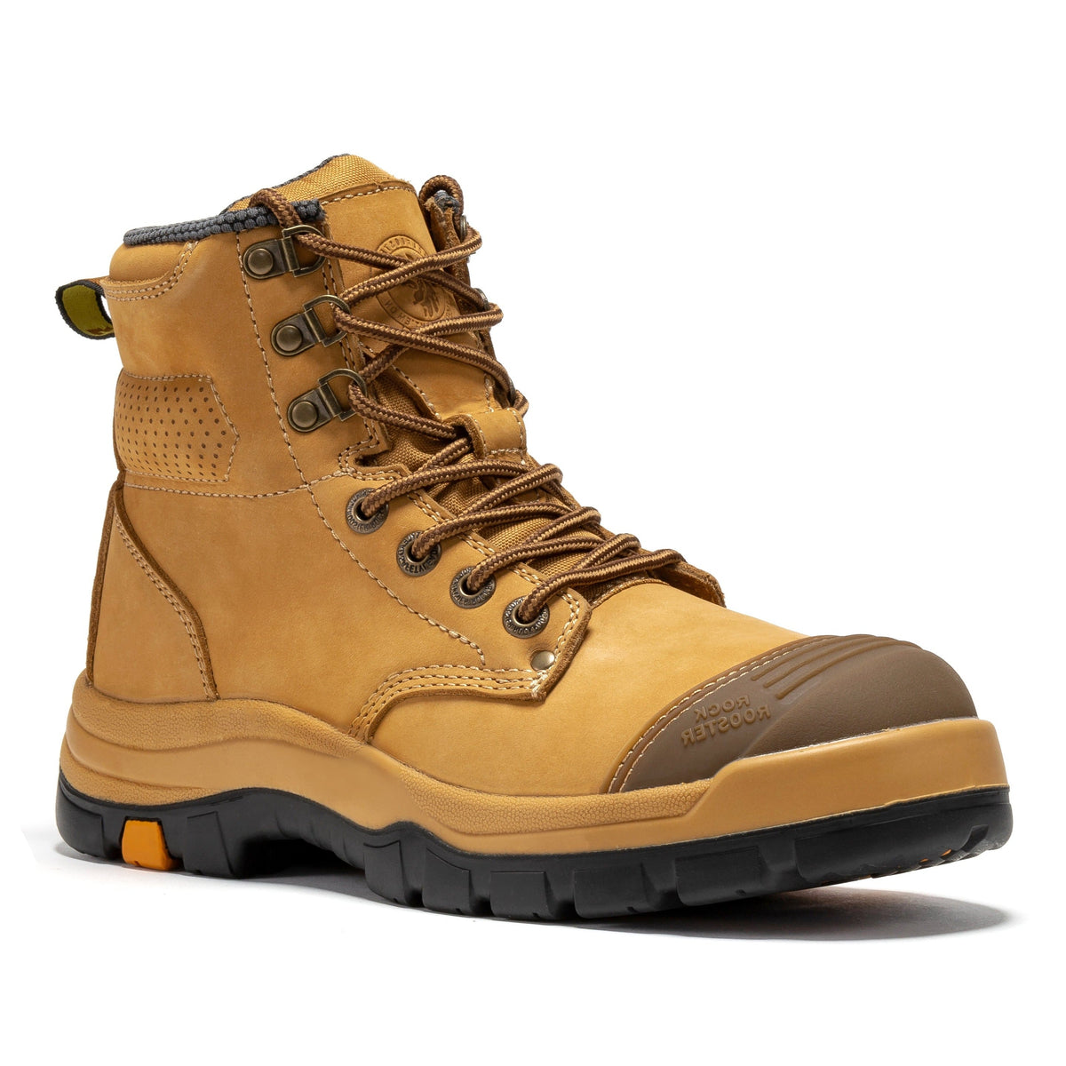 ROCKROOSTER Madison Tan 6 inch Zip-sided Steel Toe Leather Work Boots AK052 – side view