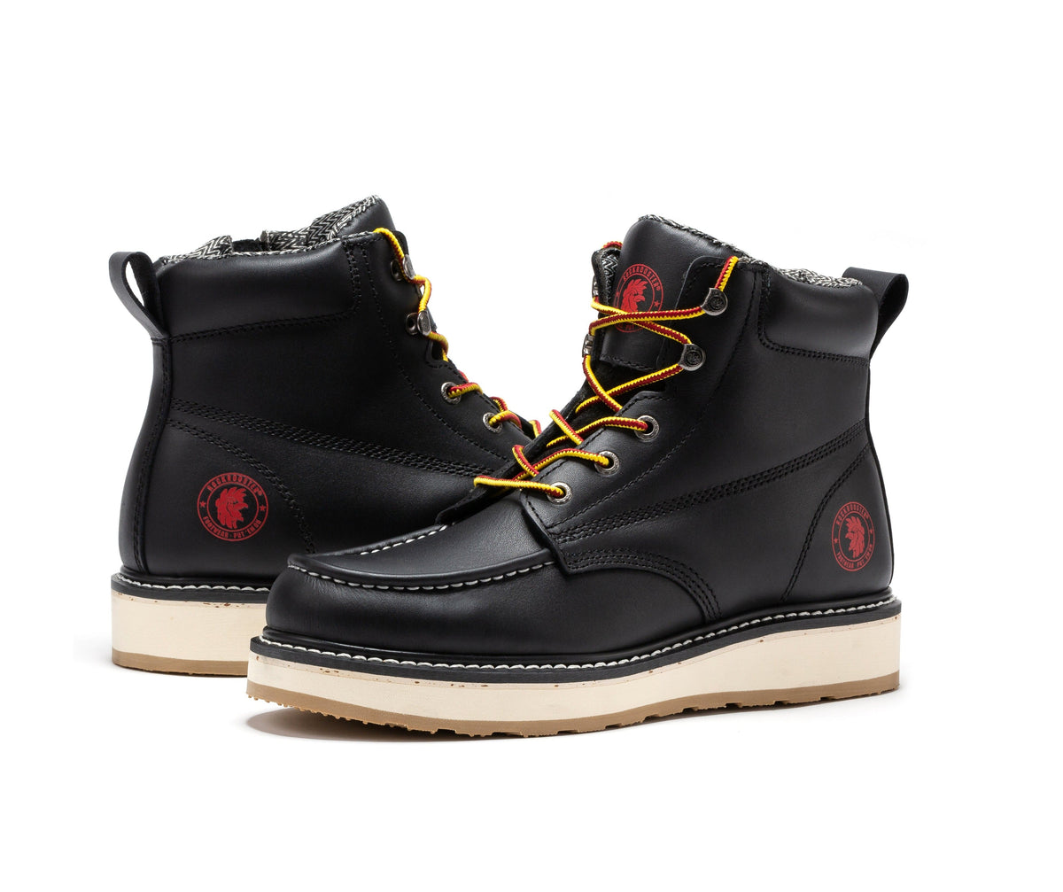 ROCKROOSTER Magnolia Men's 6 inch Black Soft Toe Zip Sided Wedge Work Boots SAP310 – side view