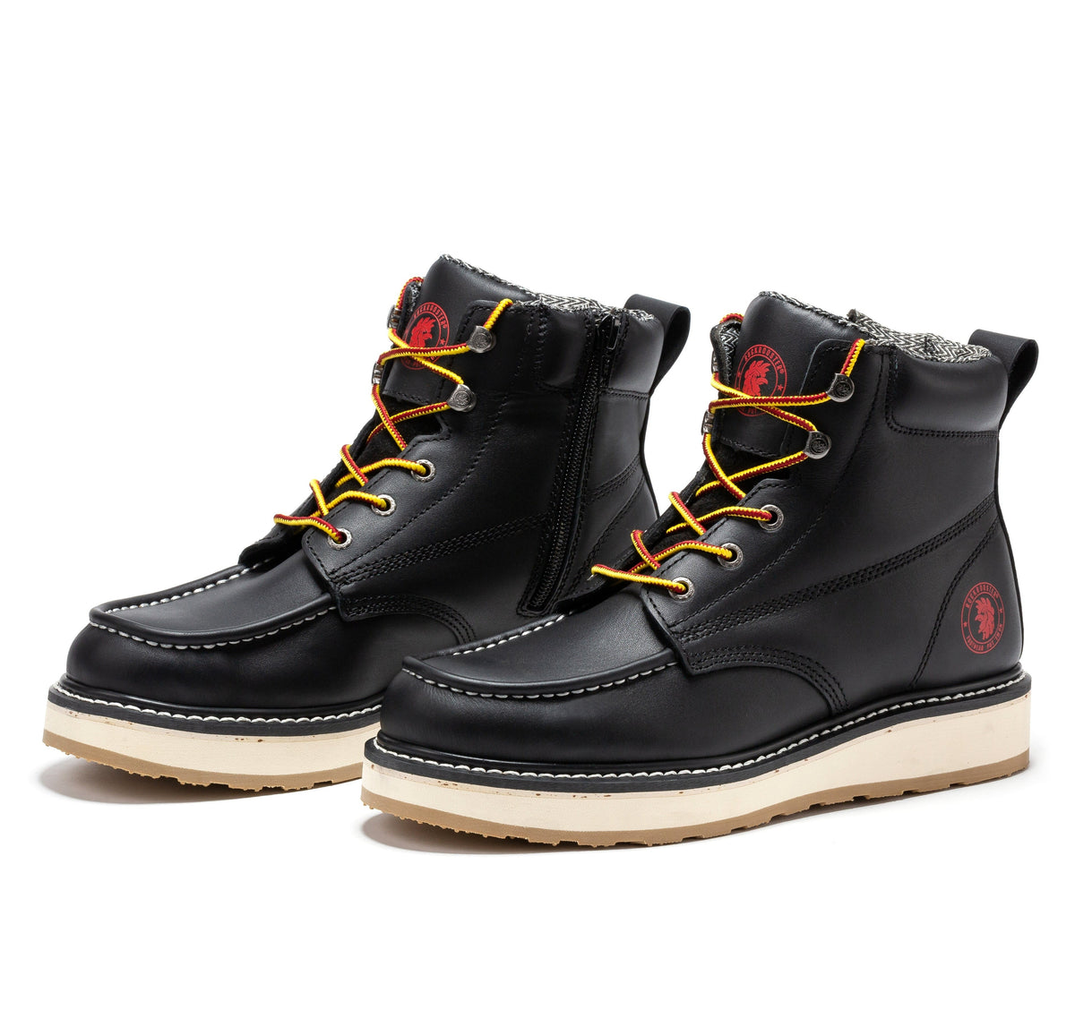 ROCKROOSTER Magnolia Men's 6 inch Black Soft Toe Zip Sided Wedge Work Boots SAP310 – side view