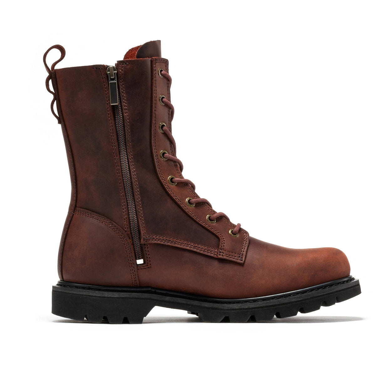 ROCKROOSTER Mantua Men's 8 inch Zip-sided Soft Toe Lug Sole Work Boots SAP130 – side view