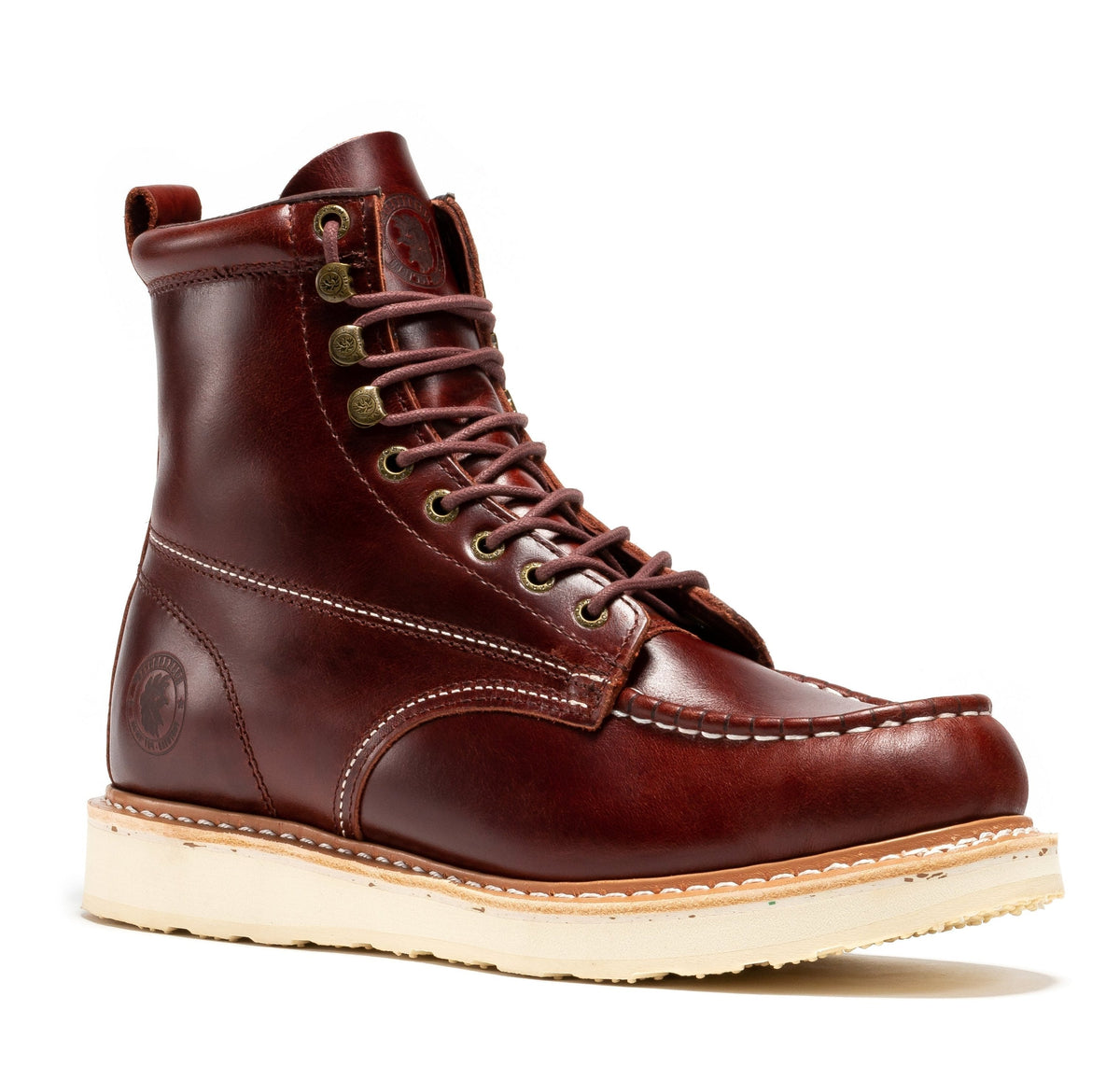 ROCKROOSTER Norwood Cherry Brown Men's 6 inch Soft Toe Wedge Work Boots SAP600 – product view 1