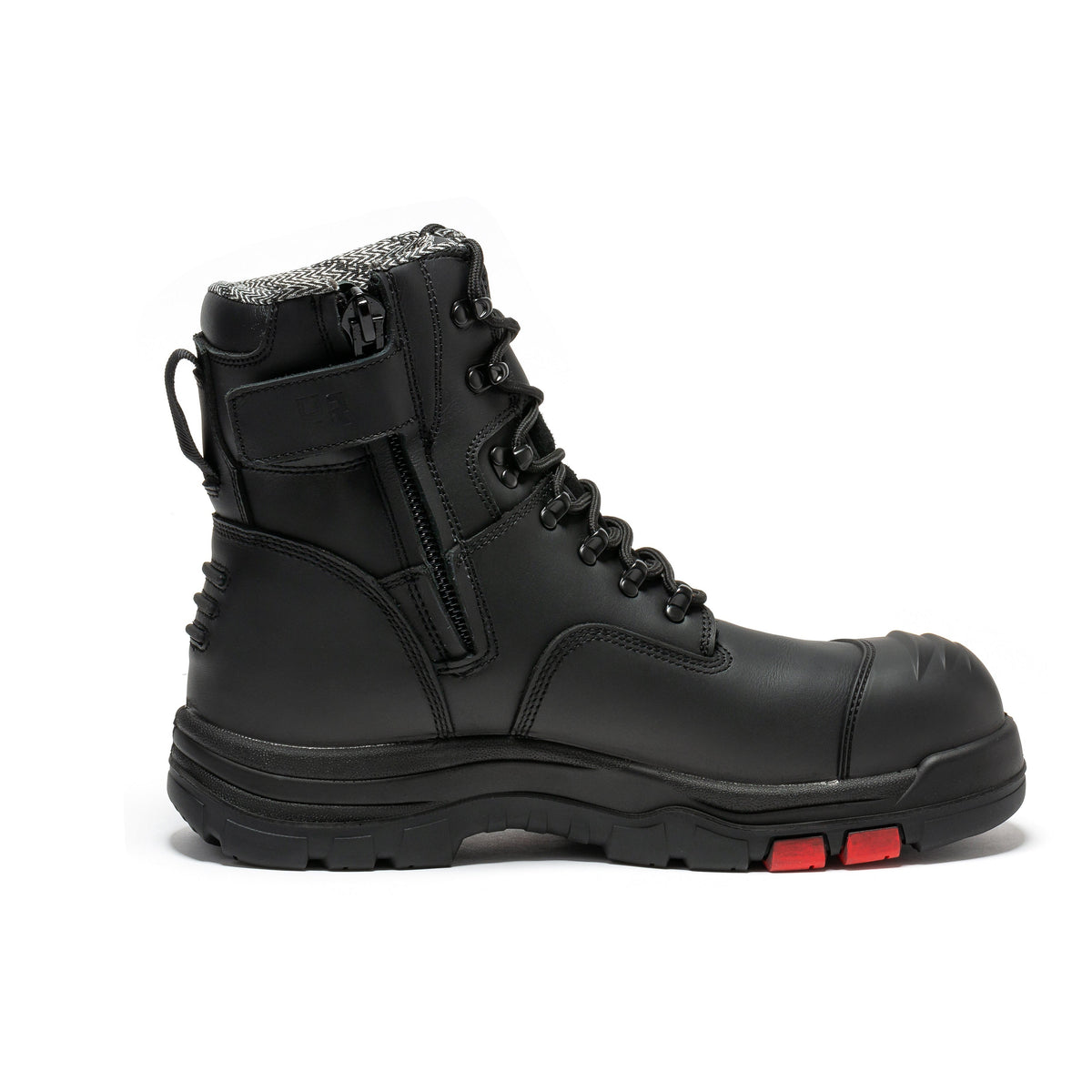 ROCKROOSTER Roslyn Black 7 inch Zip-sided Composite Toe Leather Work Boots CP245Z – side view