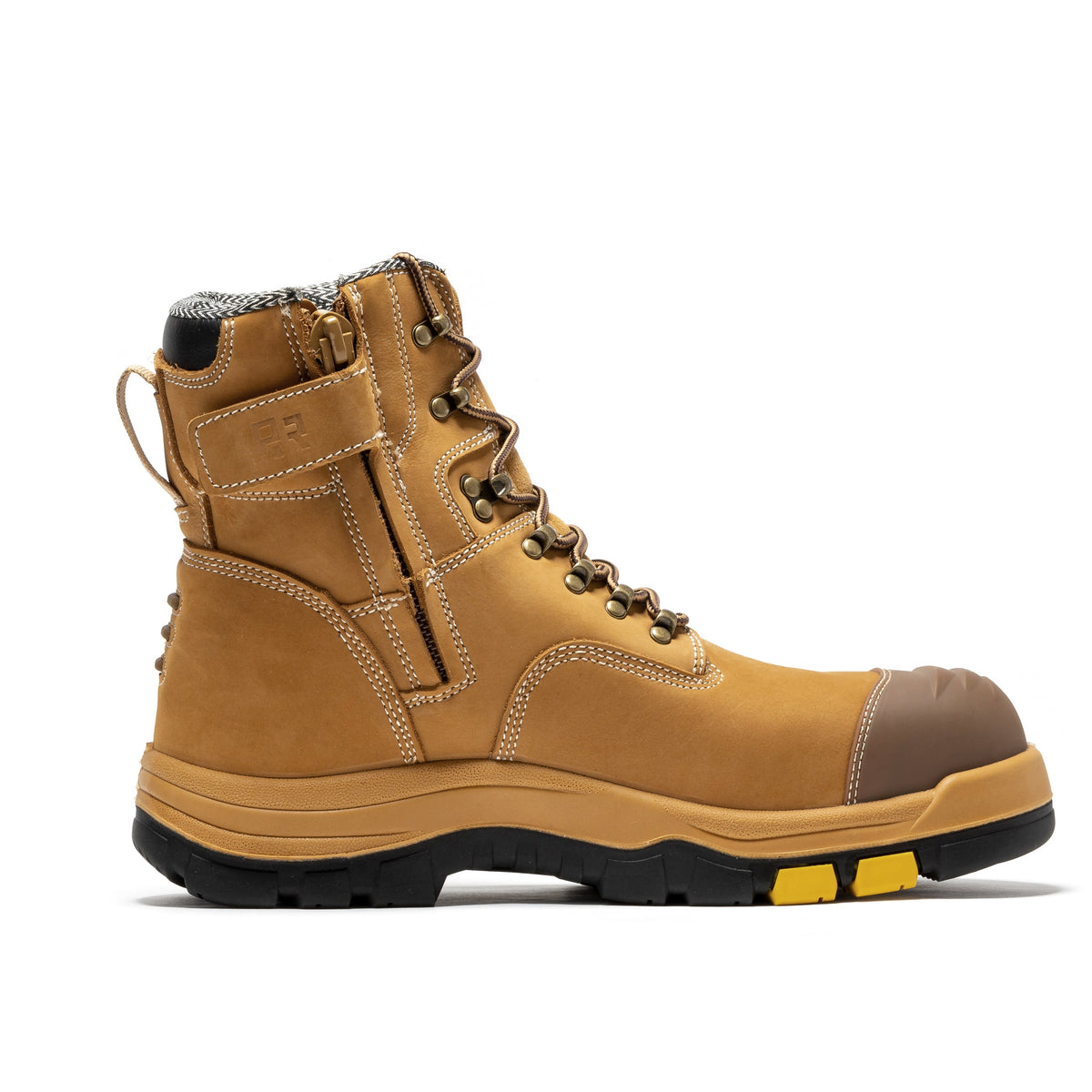 ROCKROOSTER Roslyn Black 7 inch Zip-sided Composite Toe Leather Work Boots CP245Z – side view