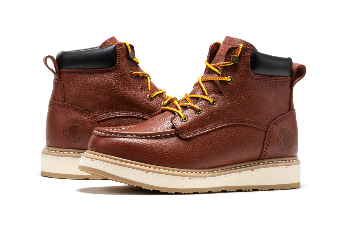 ROCKROOSTER Walker Men's 6 Inch Brown Soft Toe Wedge Work Boots SAP360 – product view 10