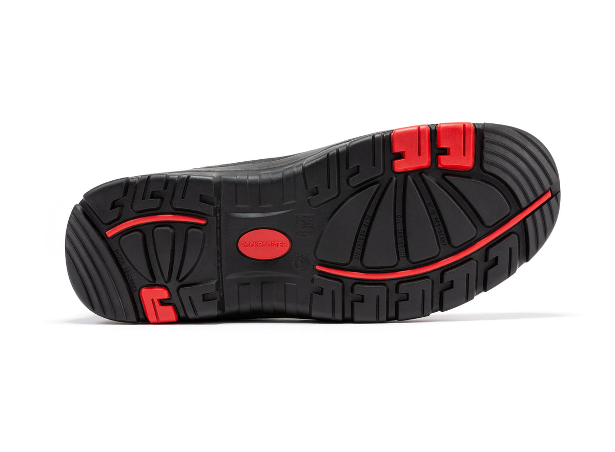 ROCKROOSTER Zumbro 6 inch Wide, Soft Toe, Rubber Outsole, EH Protection, ASTM 2892, Work Boots AK371 – sole view