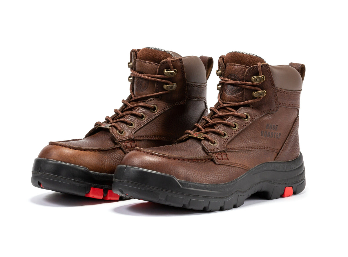 ROCKROOSTER Zumbro 6 inch Wide, Soft Toe, Rubber Outsole, EH Protection, ASTM 2892, Work Boots AK371 – sole view